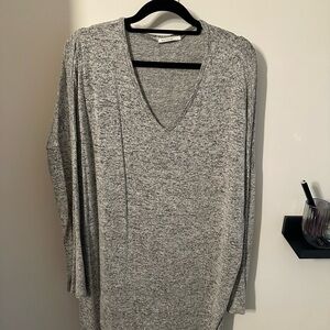 Heather Gray Long Sleeve V-Neck Dress